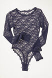 Stretch Lace Long Sleeve Bodysuit, MIDNIGHT RAIN - alternate image 1