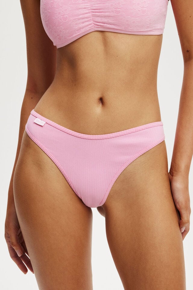 Organic Cotton Rib Cheeky Brief, MILLENIAL PINK