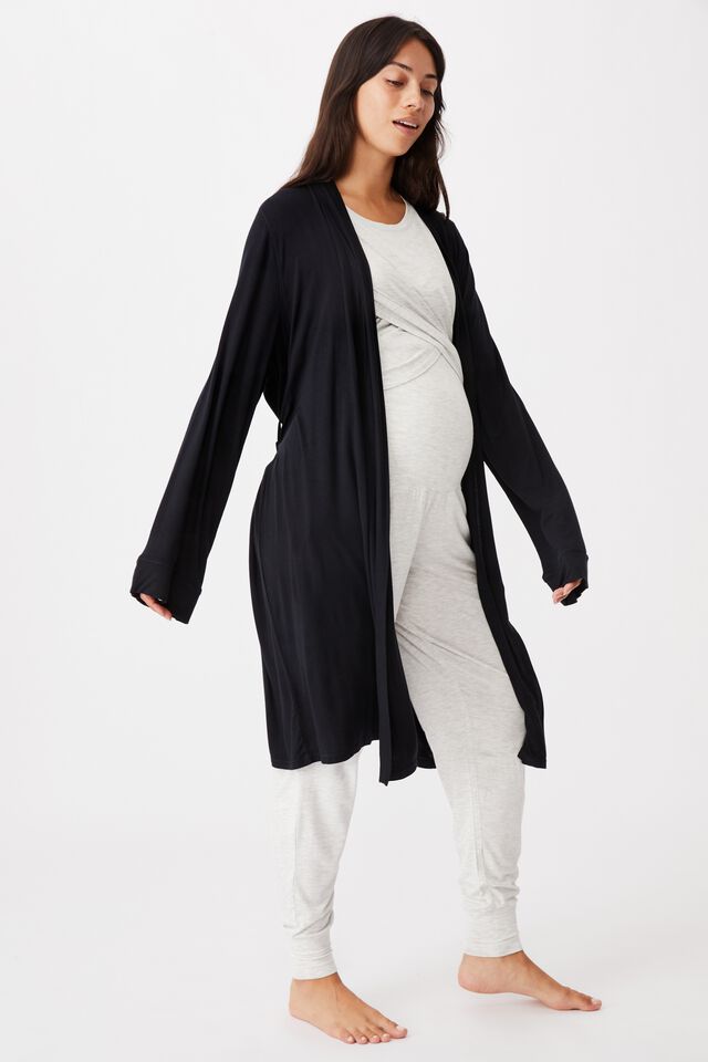 Sleep Recovery Maternity Gown, BLACK