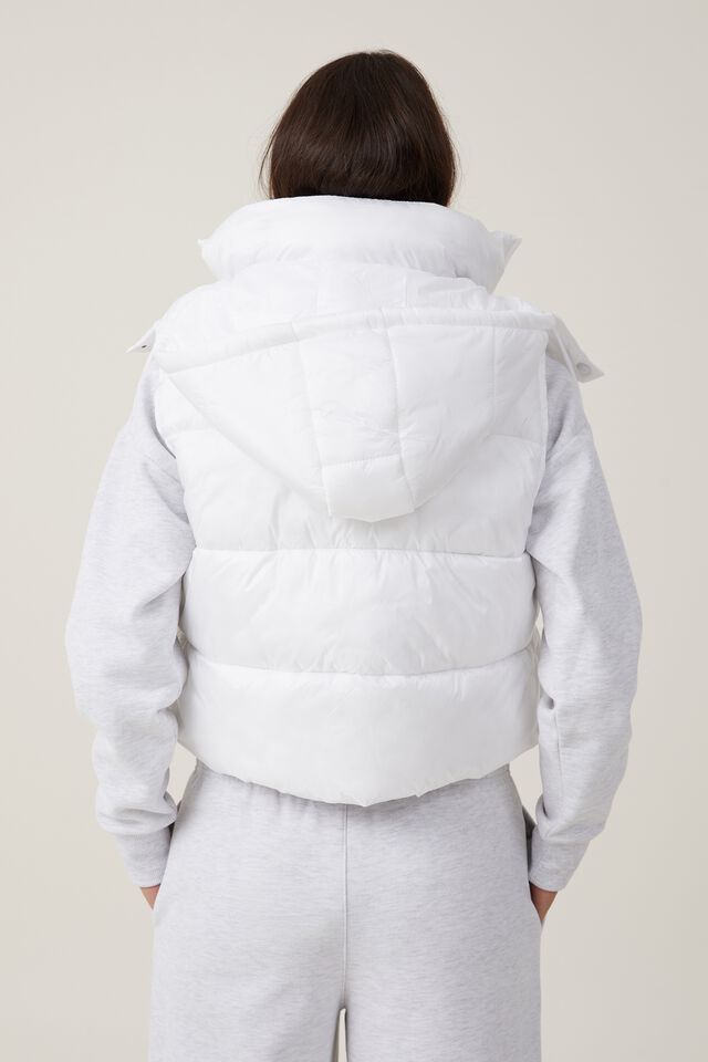 The Recycled Mother Hooded Puffer Vest 2.0, WHITE