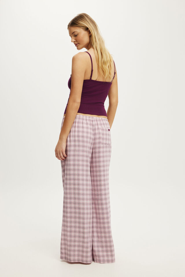Cloud Soft Flannel Wide Leg Pant, ISLA MICRO CHECK PINK KISS