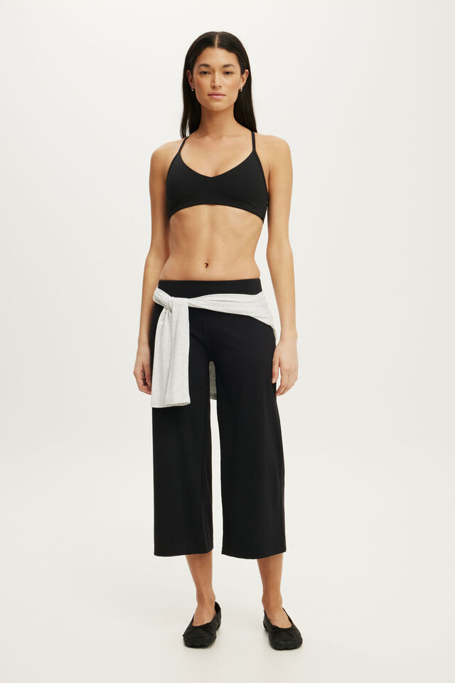 Studio Cropped Wide Leg Pant, BLACK