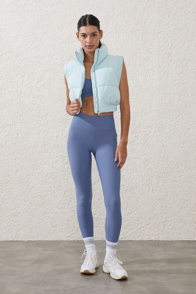 The Mother Puffer Panelled Crop Vest, STARLIGHT CLOUD