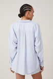 Flannel Boyfriend Long Sleeve Shirt Personalised, BLUE/WHITE/PANNA COTTA STRIPE - alternate image 3