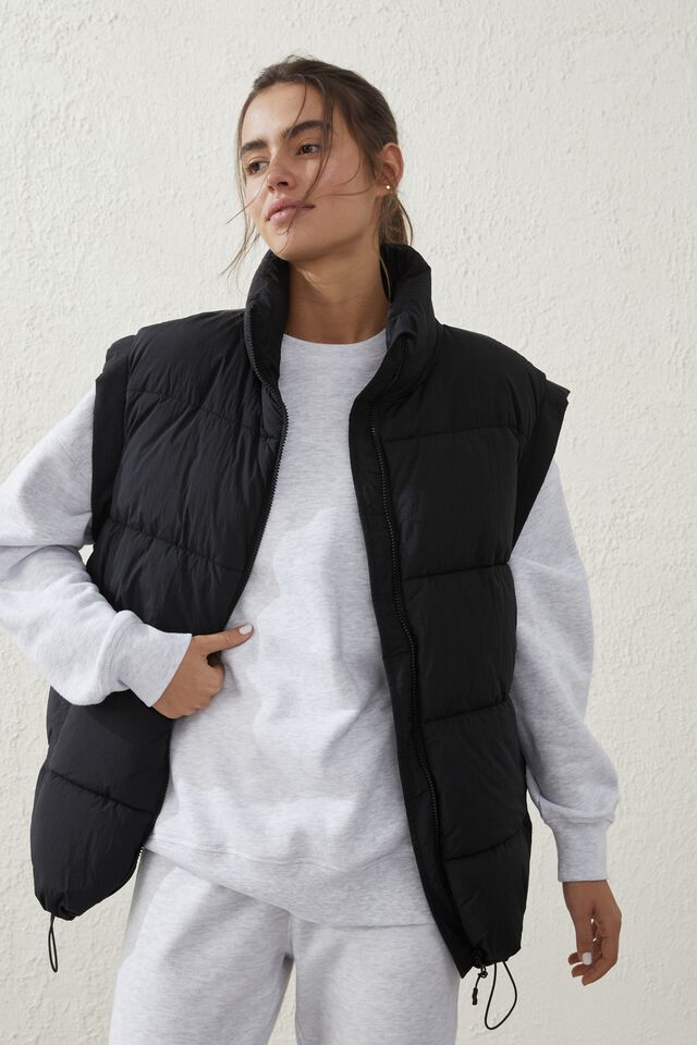 The Recycled Mother Puffer Vest, BLACK