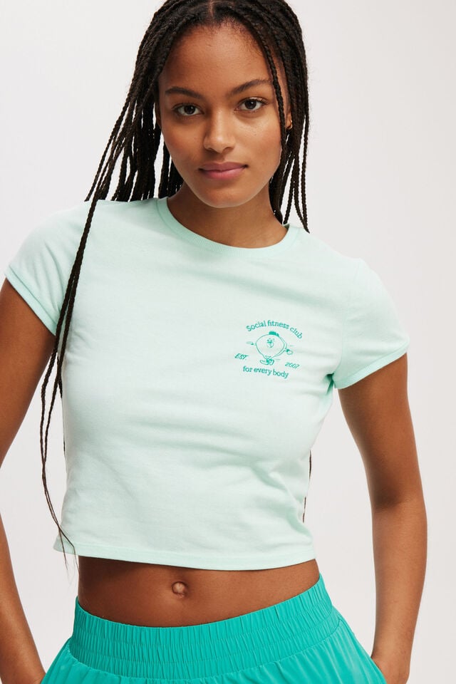 Active Fitted Graphic Tshirt, ICE GREEN/SOCIAL CLUB