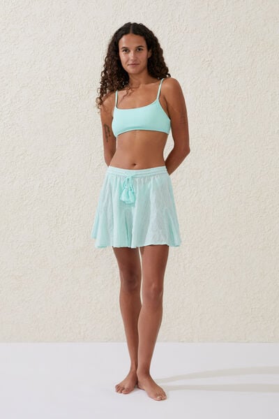 Hanky Hem Beach Mini Skirt, BLEACHED AQUA
