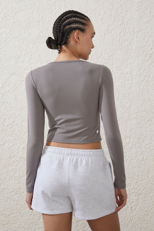 Ultra Soft Fitted Long Sleeve Top, DESERT GREY