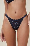 Organic Cotton Lace G String Brief, SHAY DITSY NAVY INK POINTELLE - alternate image 2