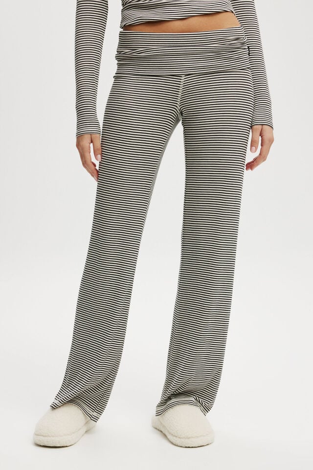 Sleep Recovery Roll Waist Pant, SWEET CREAM/ BLACK STRIPE