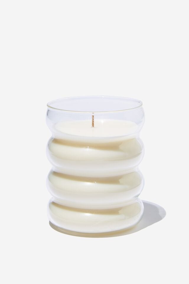 Wavy Glass Candle, FRESH LILY