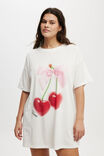 90S Graphic T-Shirt Nightie Personalised, COCONUT MILK/CHERRY WITH BOW - alternate image 4