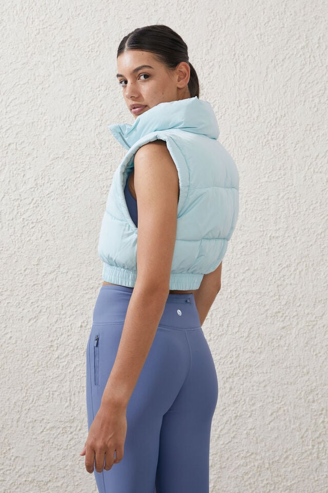 The Mother Puffer Panelled Crop Vest, STARLIGHT CLOUD