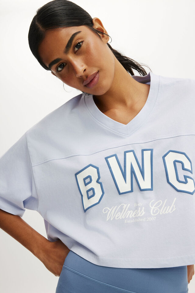 Cropped Graphic Sporty Tee, VIOLET BLUE/BWC