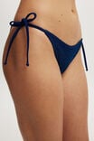 Fixed Tie Side Brazilian Bikini Bottom, DEEP BLUE METALLIC CRINKLE - alternate image 2