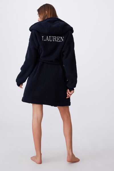 The Lounging Robe Personalisation - Back, NAVY