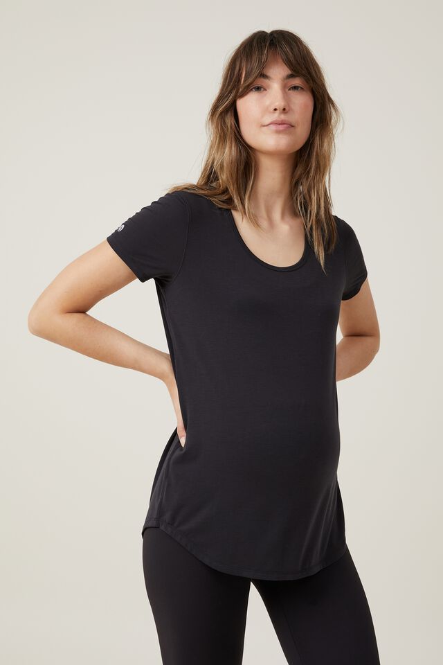 Maternity Gym T Shirt, BLACK