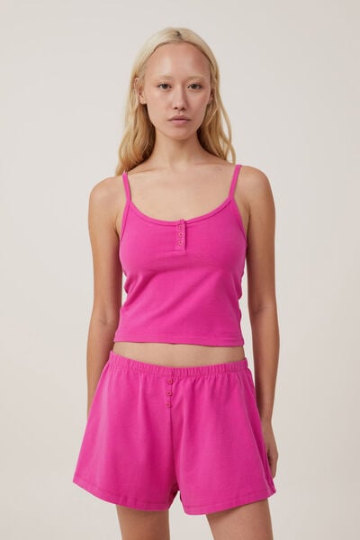 Peached Jersey Henley Cami, RASPBERRY MAUVE