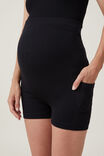 Maternity Seamless Pocket Shortie Short, BLACK - alternate image 4
