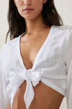 Knot Front Beach Long Sleeve Top, WHITE - alternate image 2