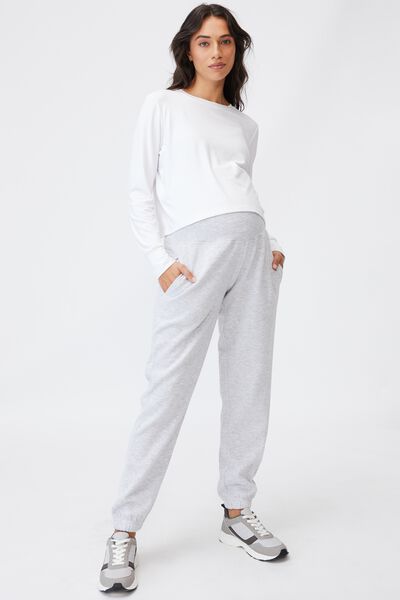 Maternity Lifestyle Gym Track Pant, CLOUDY GREY MARLE