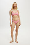 Organic Cotton Pointelle Bikini Brief, LOLA CHECK RED/PINK - alternate image 1