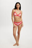 Organic Cotton Lace Cheeky Brief, LOLA CHECK RED/PINK - alternate image 1