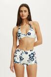 Highwaisted Swim Short, HIBISCUS NAVY SHIMMER - example image 4