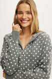 Hooded Zip Up Knit Cardi, LOLA SPOT MID GREY MARLE/CLOUD DANCER - example image 2