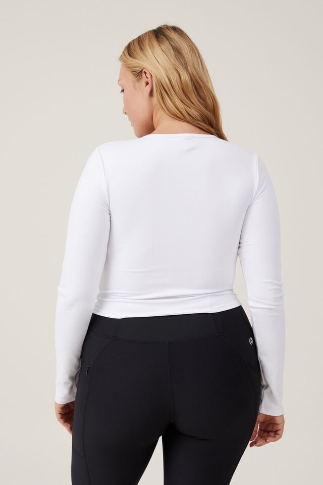 Ultra Soft Fitted Long Sleeve Top, WHITE