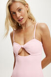 Strapless Knot Front One Piece Brazilian, PINK PETAL WAFFLE - example image 2