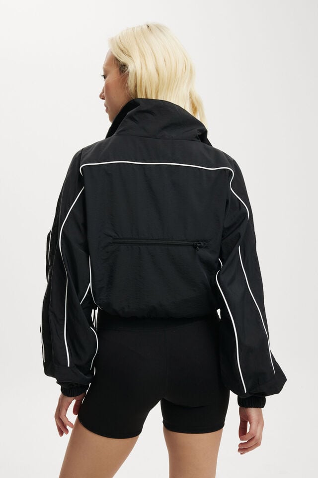 Cropped Contrast Anorak, BLACK/WHITE