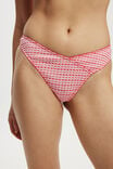 Organic Cotton Pointelle G String Brief, LOLA CHECK RED/PINK - alternate image 2