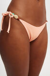 Calcinha De Biquíni - Fixed Tie Side Brazilian Bikini Bottom, PEACH DREAM CRINKLE - vista alternativa 2