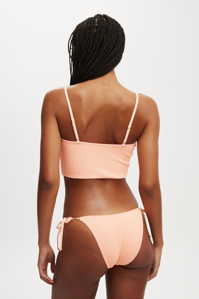 Cropped Tankini Swim Top, PEACH DREAM CRINKLE