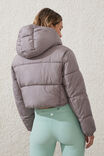 The Mother Puffer Wrap Cropped Jacket, DESERT GREY - alternate image 3