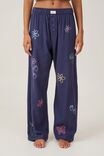 Flannel Boyfriend Boxer Pant, NAVY EMBROIDERED PRINT - alternate image 2
