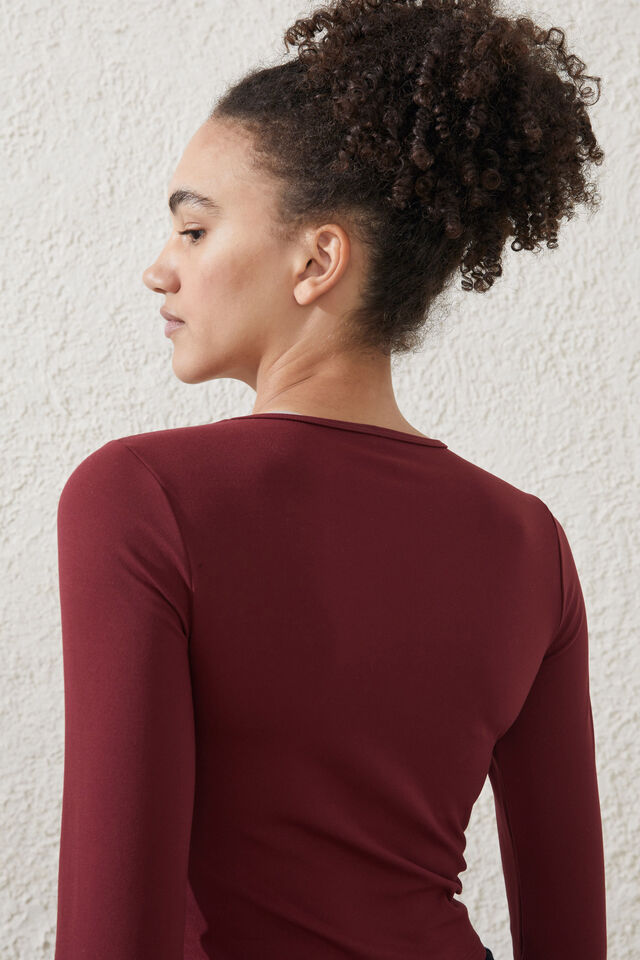 Ultra Soft Fitted Long Sleeve Top, CABERNET