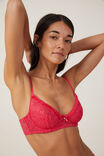Butterfly Lace Underwire Bra, ROSE RED - alternate image 2