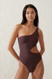 One Shoulder Cut Out One Piece Cheeky, WILLOW BROWN SHIMMER - alternate image 1