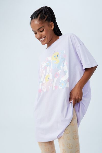90S T-Shirt Nightie, LCN WB/TWEETY WAVY SQUARE