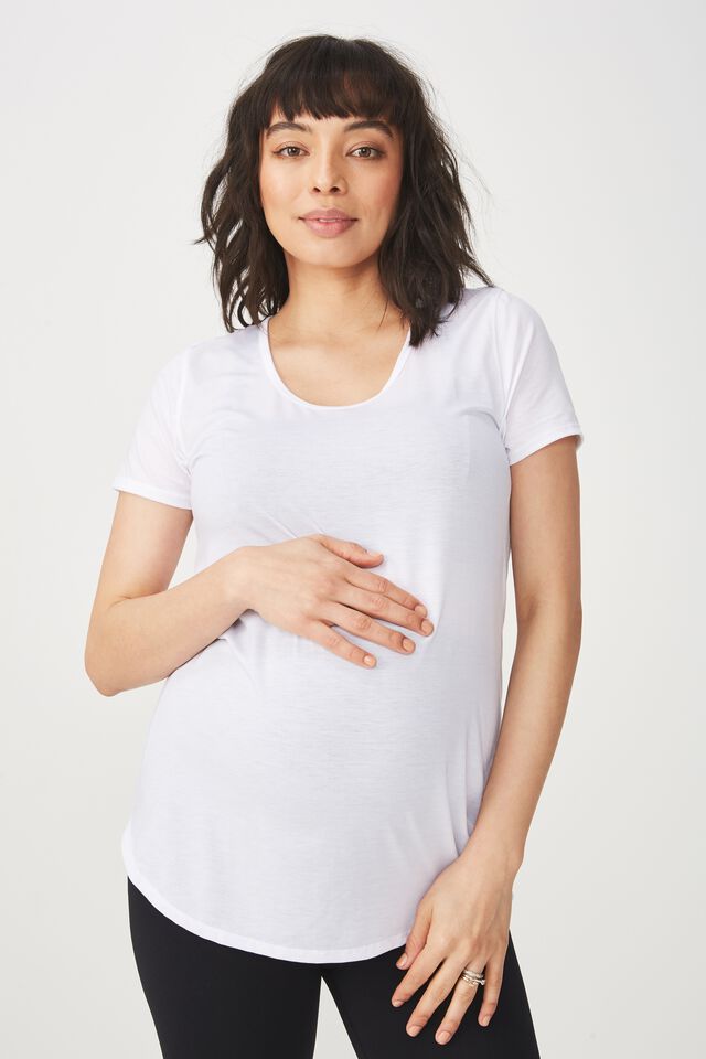 Maternity Gym T Shirt, WHITE