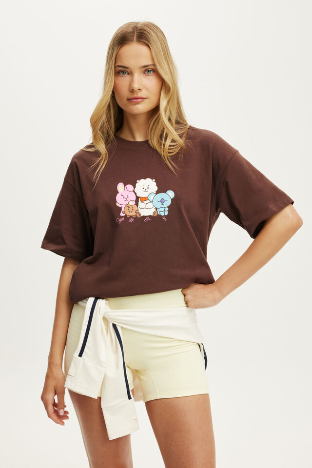 BT21 Active Graphic Tee, LCN BT21/CHESTNUT