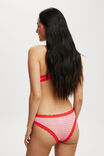 Organic Cotton Lace Cheeky Brief, LOLA CHECK RED/PINK - alternate image 3