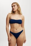Curved Bandeau Bikini Top, DEEP BLUE METALLIC CRINKLE - alternate image 1