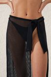 Open Mesh Beach Sarong Wrap Skirt, BLACK - alternate image 2