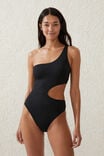 One Shoulder Cut Out One Piece Cheeky, BLACK - alternate image 1