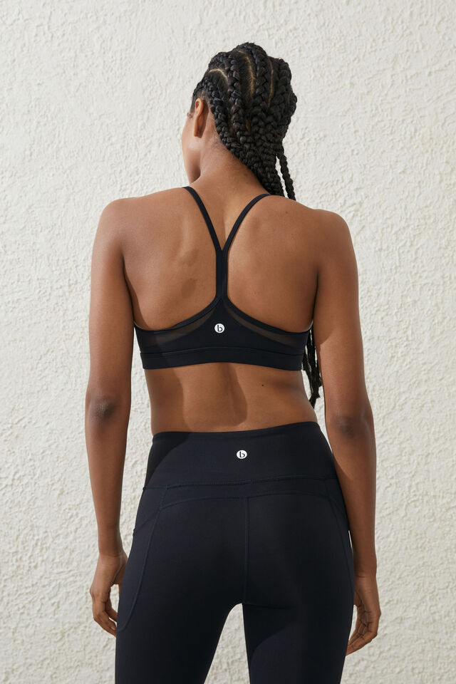 Ultra Luxe Mesh Strappy Crop, BLACK