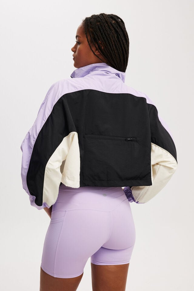 Cropped Contrast Anorak, PURPLE ROSE/BLACK/COCONUT MILK