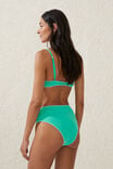 Highwaisted Cheeky Bikini Bottom, FRESH GREEN/BLANKET STITCH - alternate image 3